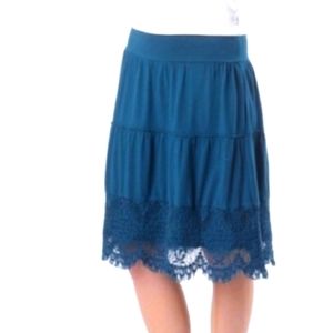 Prana Jenni Lace Trim Skirt Teal Size Small